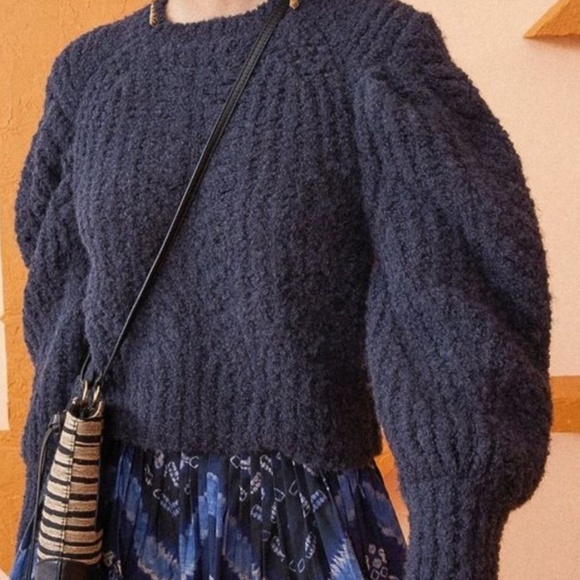 Ulla Johnson Heather Alpaca Blend Pull Over Sweater in Midnight Size M - Picture 3 of 14